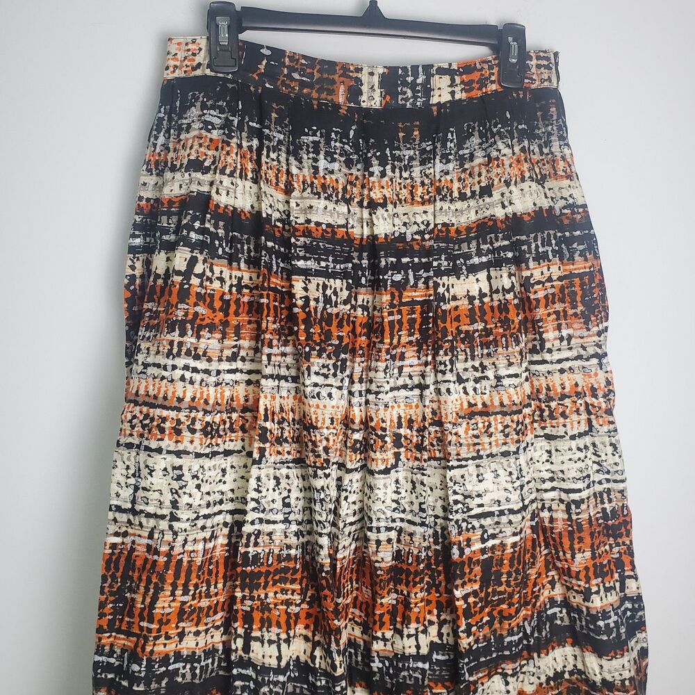 Pleated Maxi Skirt in Brown Stripes - Picture 4 of 9